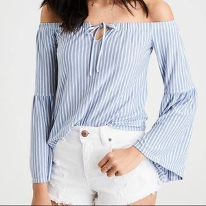 American Eagle Off The Shoulder Bell Sleeve Top
